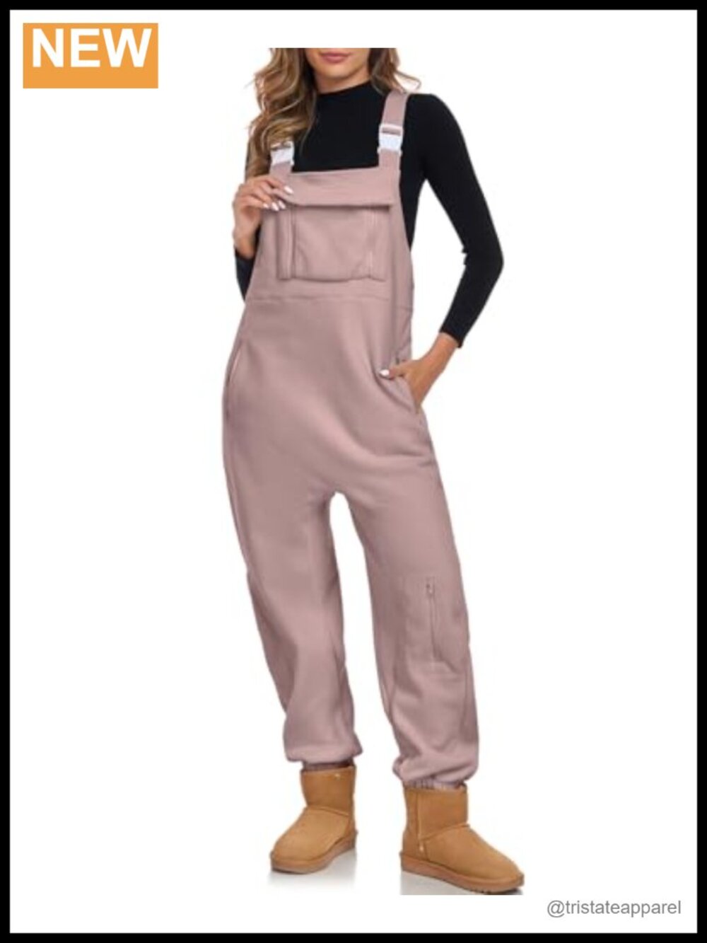 Fleece Warm Overalls Adjustable Strap Bibs Loose Casual Ski Jumpsuit